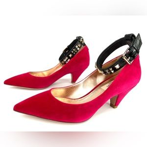 VALENTINO GARAVANI Studded Velvet Crystal Embellished Ankle Strap Pumps EU 35